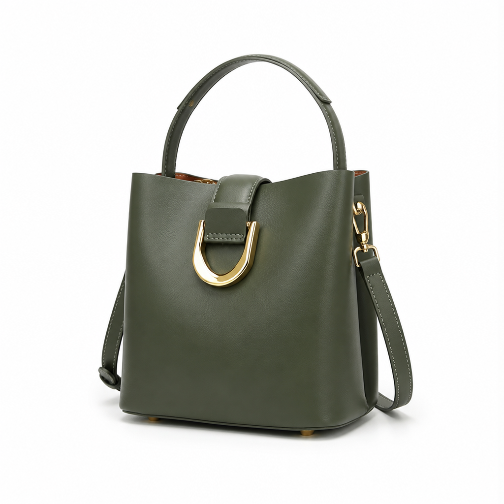 Authentic Cow Leather Convertible Bucket Bag
