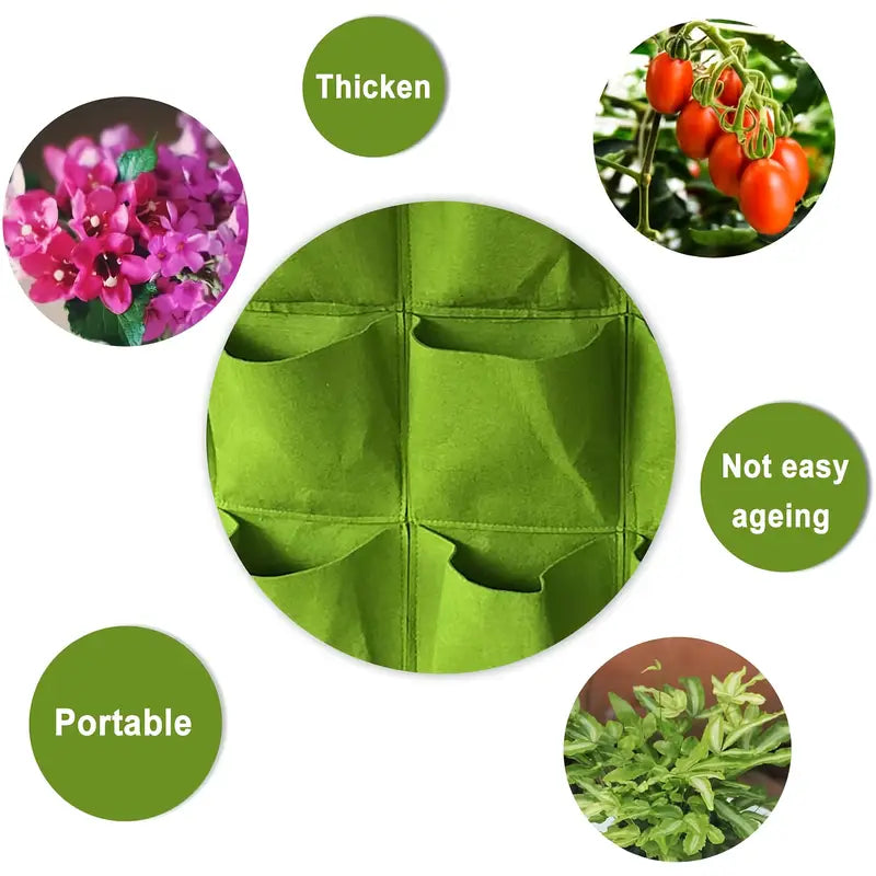 Wall-Mounted Vertical Plant Bag with 18 Pockets Made of Felt