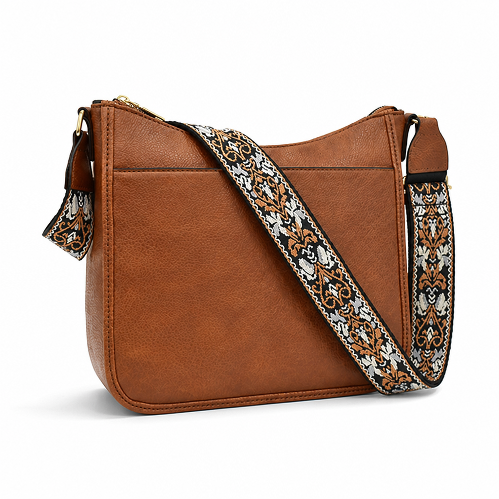 Durable PU Leather Multi-Compartment Crossbody Bag