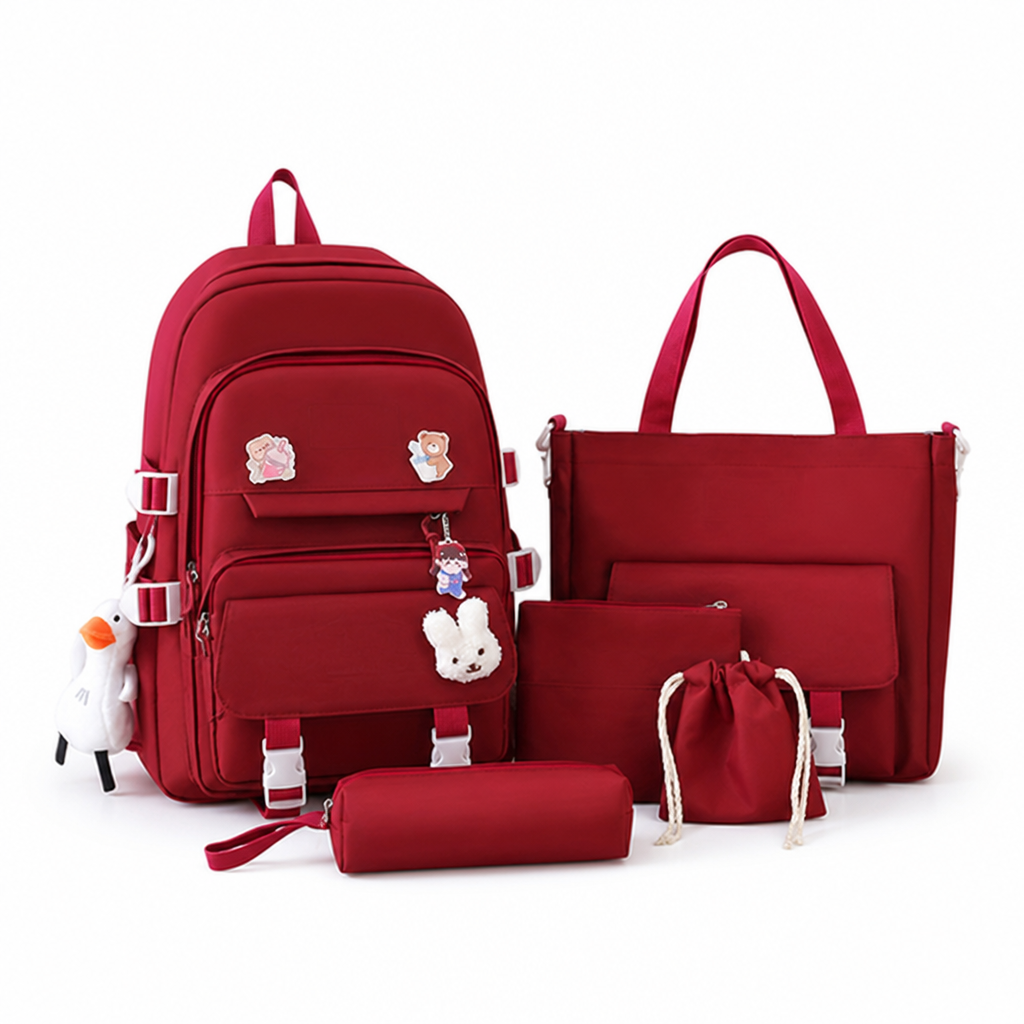 Large-Capacity Lightweight Teen Backpack Set (4-Piece)