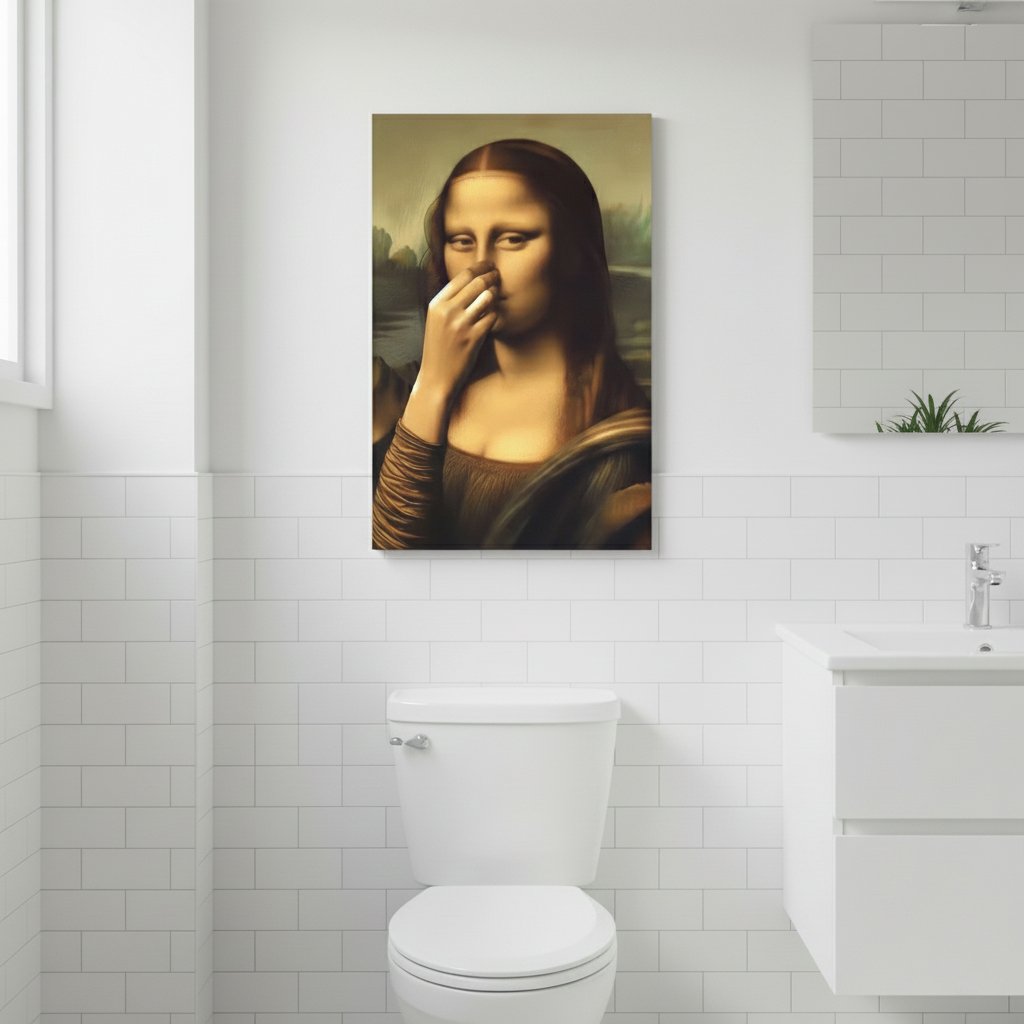 Humorous Renaissance Lady Artwork – Canvas Wall Decor for Bathroom