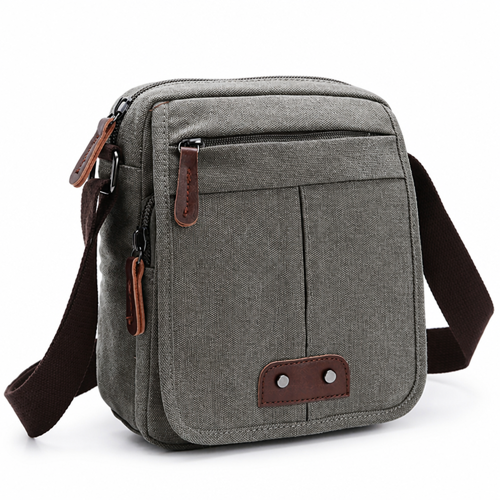Durable Canvas Multi-Compartment Crossbody Bag
