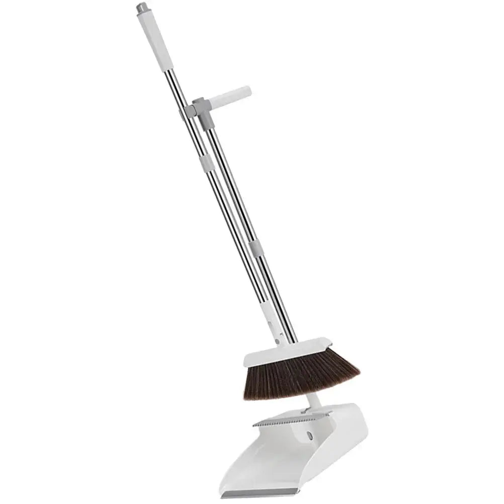 Broom with Dustpan Set | Upright Sweeping, No Bending | Comb-Edged | CleanStand