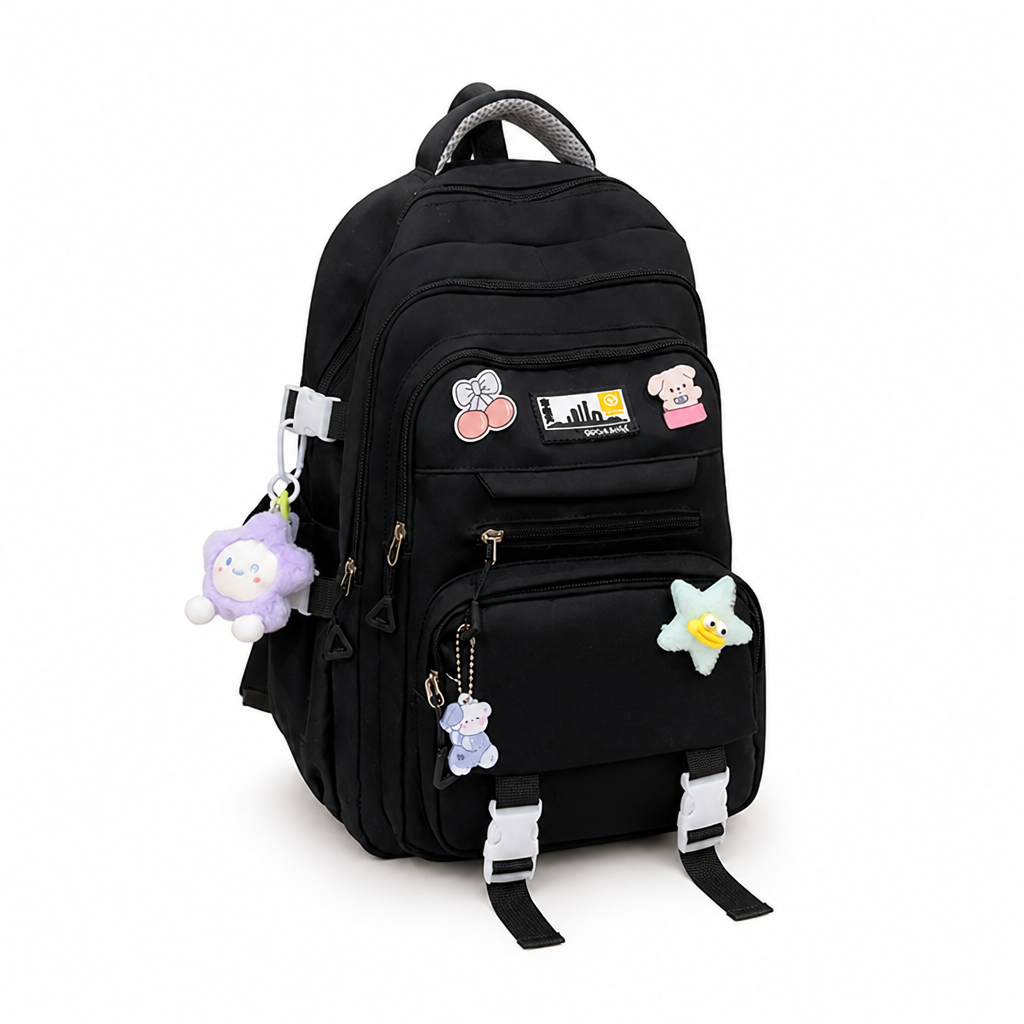 Large-Capacity Student Backpack With Pendant
