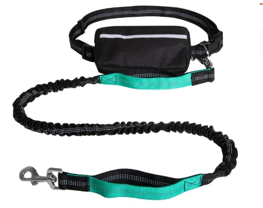 Bungee Dog Leash for Hands-Free Use – Reflective Waist Strap for Running, Hiking, and Walking