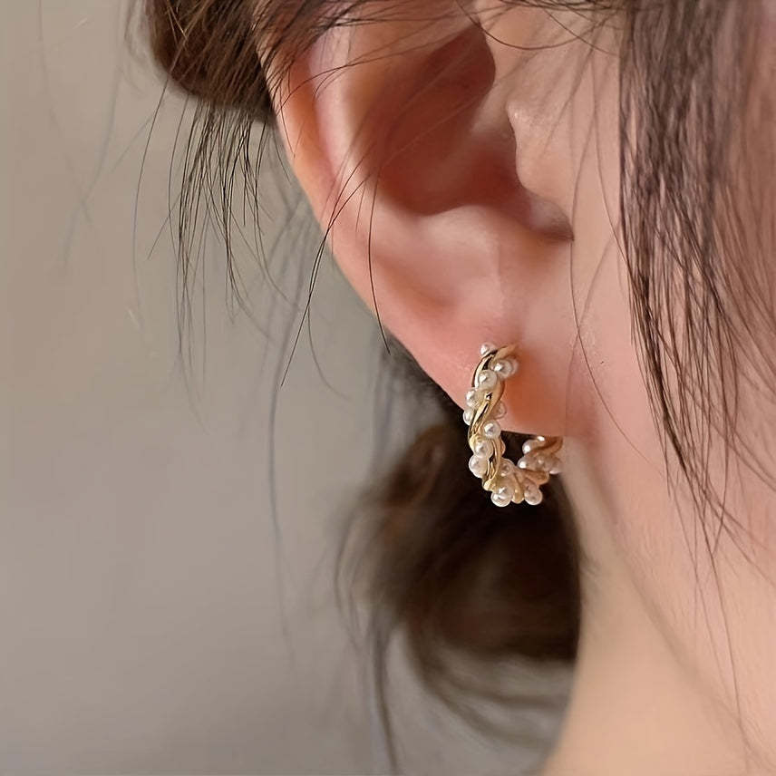 Gold Wire Pearl Hoop Earrings – Stylish Jewelry Creation