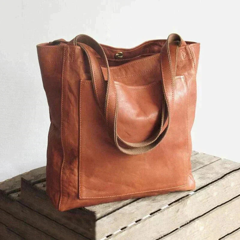 Vintage Leather Tote Bag for Laptops and Daily Activities