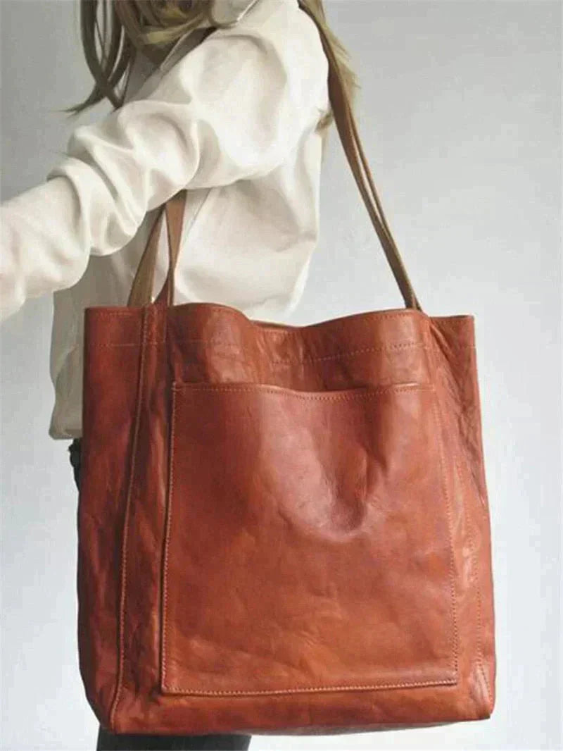 Vintage Leather Tote Bag for Laptops and Daily Activities