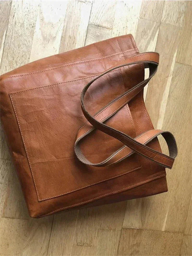 Vintage Leather Tote Bag for Laptops and Daily Activities