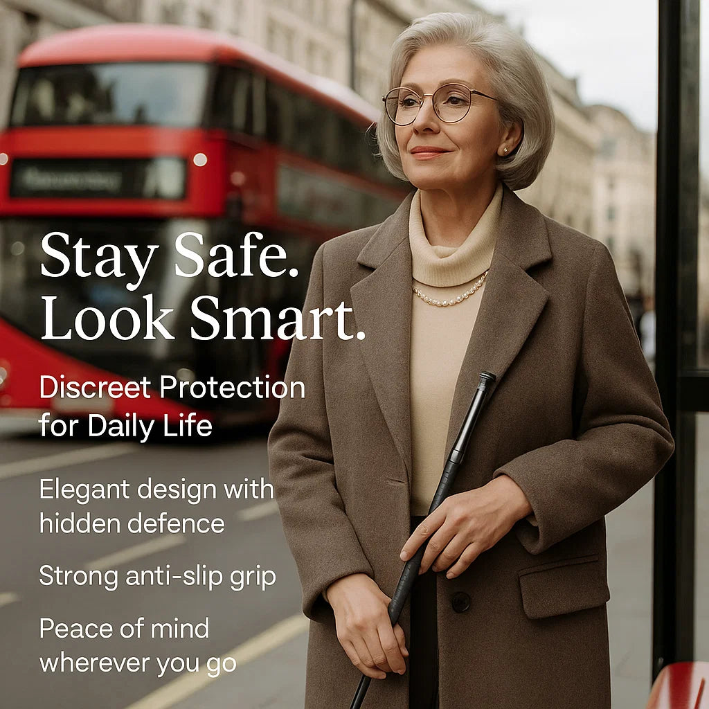Adjustable Walking Stick for Self-Defense – One-Click Safety Tool