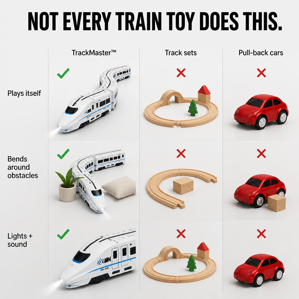 TrackMaster™ — Bypass the Tracks and Launch a Curving Bullet Train Anywhere