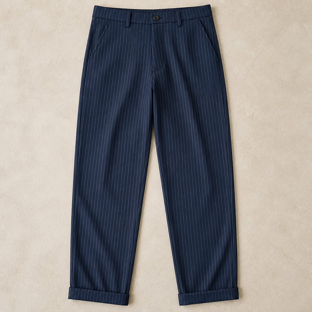 Virelia™ – Custom Pinstripe High-Rise Straight-Leg Trousers