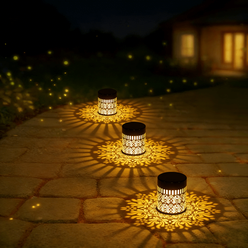 Solar Lotus Projection Table Lamp for Outdoor Use