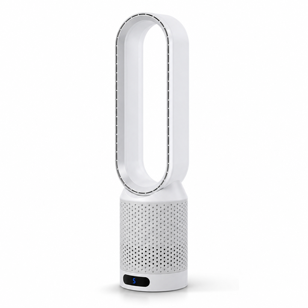 Child-Safe Bladeless Tower Fan (3-in-1 Cooler & Purifier)