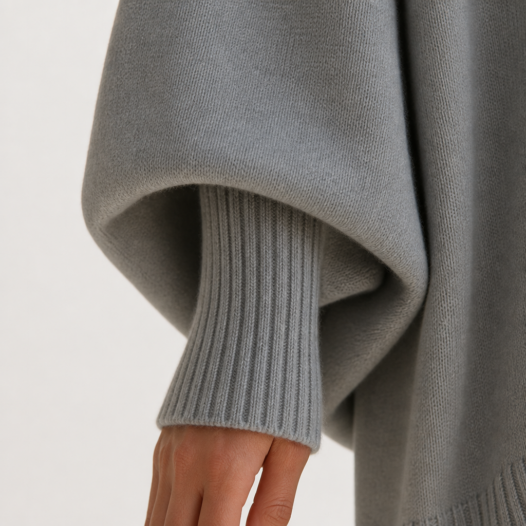 SerenoWave™ – Easygoing Asymmetric Poncho Sweater featuring Batwing Sleeves