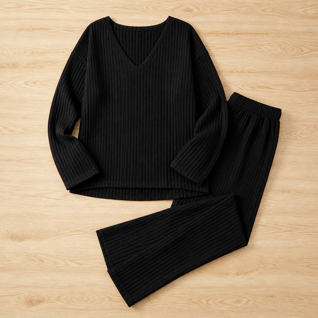 SeranaSilk™ Soft Ribbed Lounge Set — Embrace All-Day Luxury That Flatters Every Curve