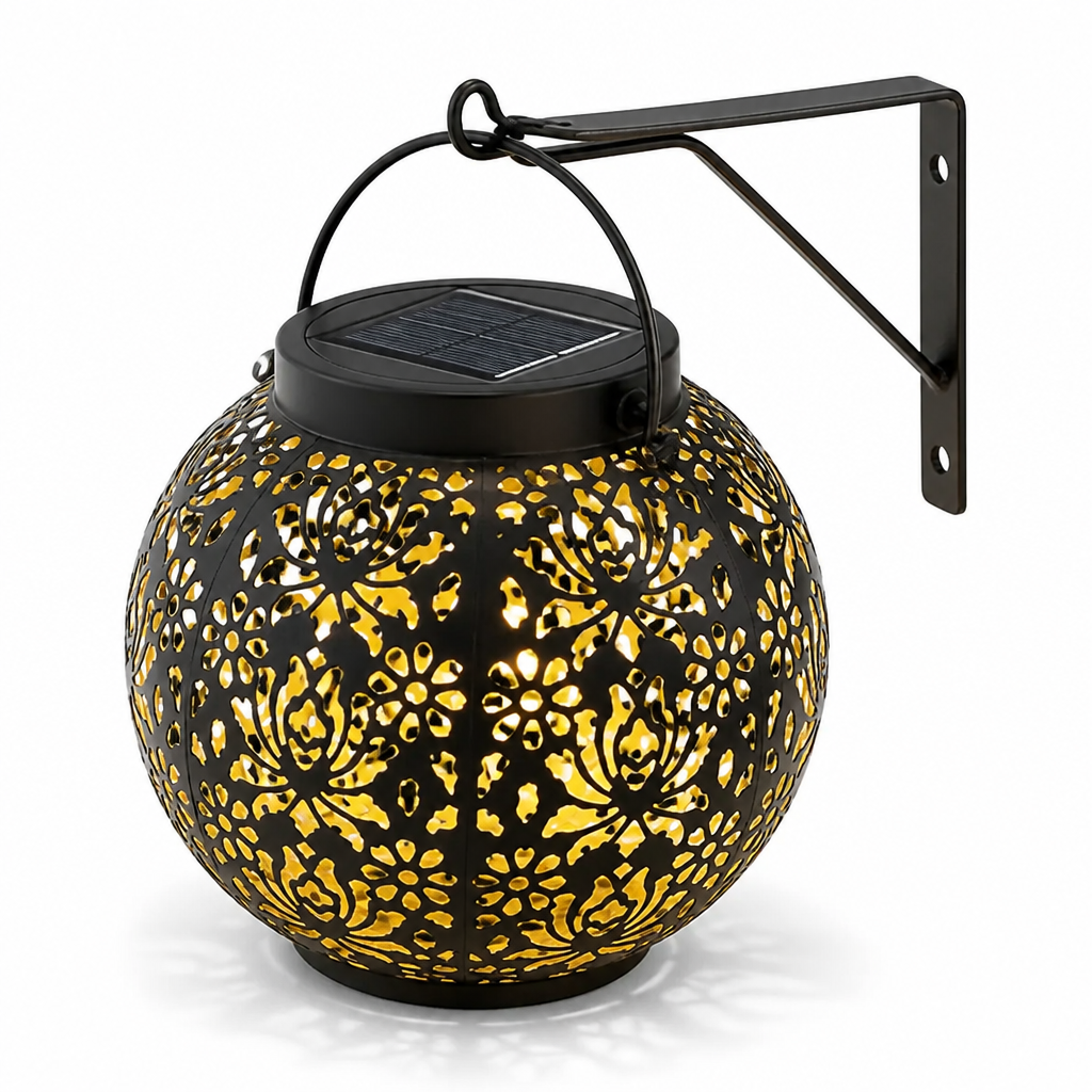 Solar-Powered Waterproof Wrought Iron Garden Pendant Light