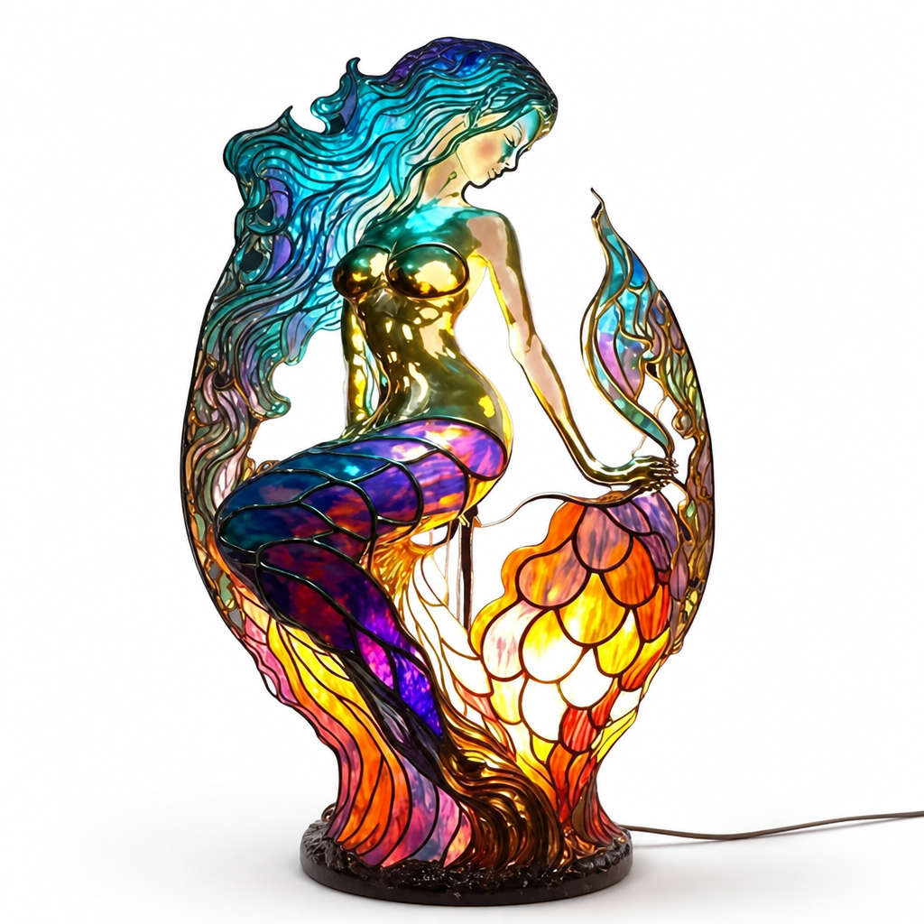 Colorful Stained Glass Animal-Print Table Lamp (20 Styles)