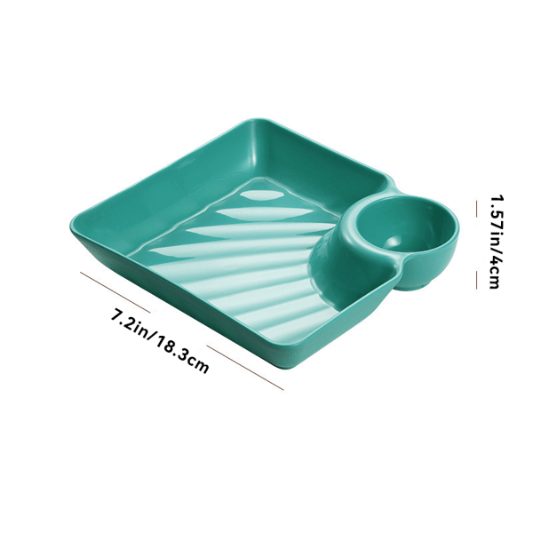 Stackable Snack and Dip Serving Plate with Sauce Bowl - 4 Colors