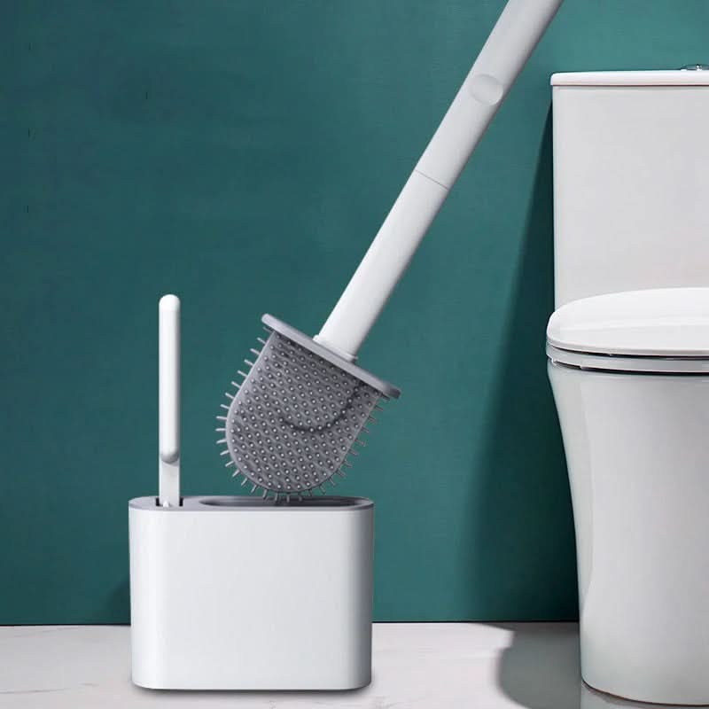 Silicone Toilet Brush Set with Flat Head Design