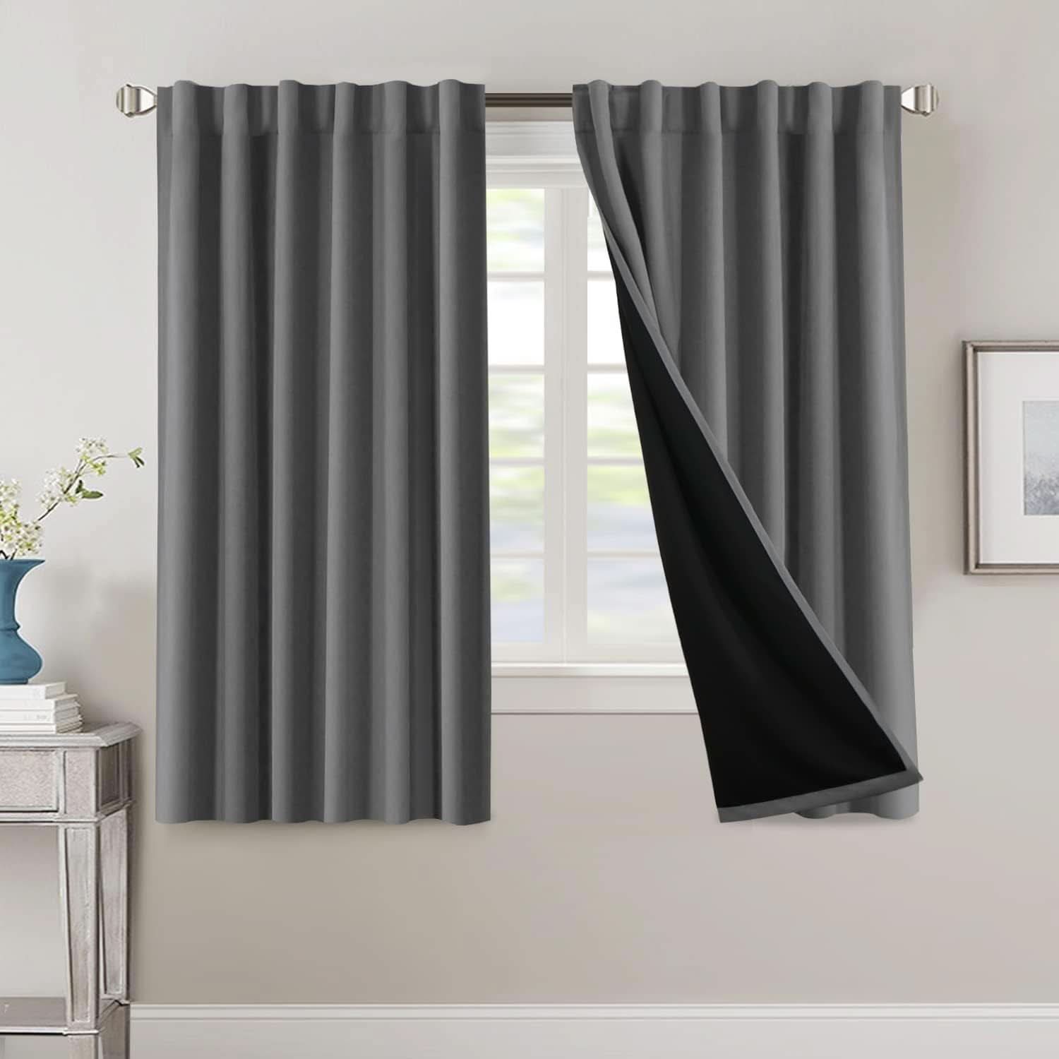 Blackout Curtains for Living Room and Bedroom – Long Black Design