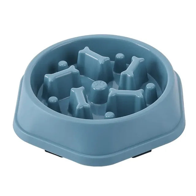 Bowl with Elevated Grooves to Prevent Gulping