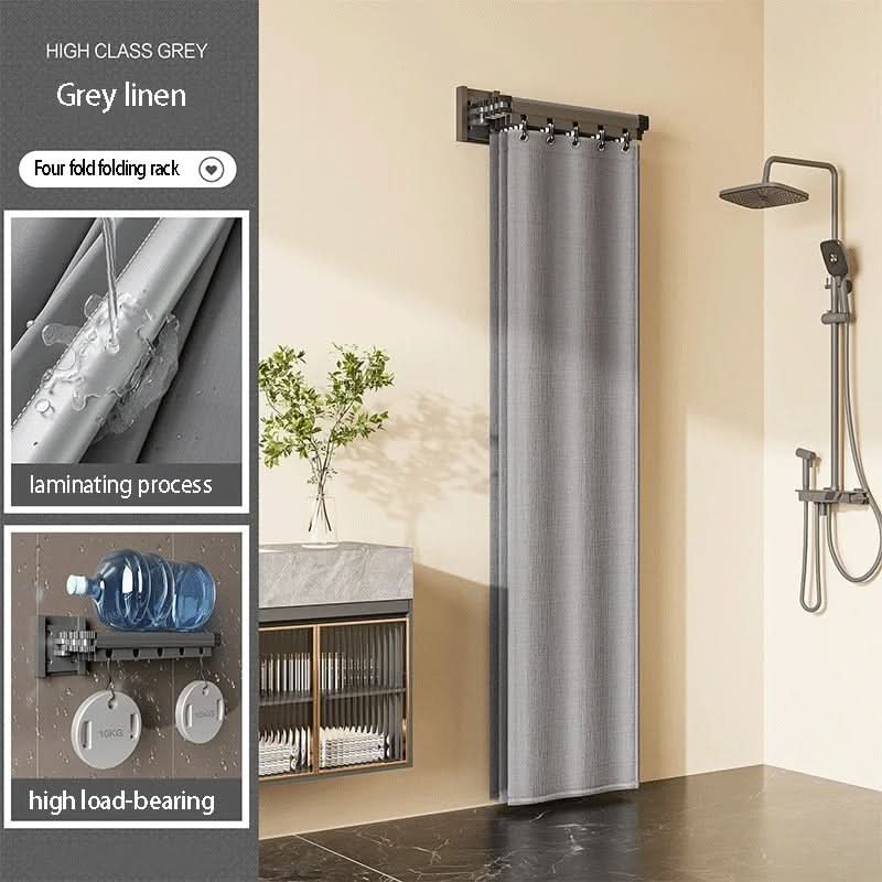 Foldable Shower Curtain Rod and Partition Set