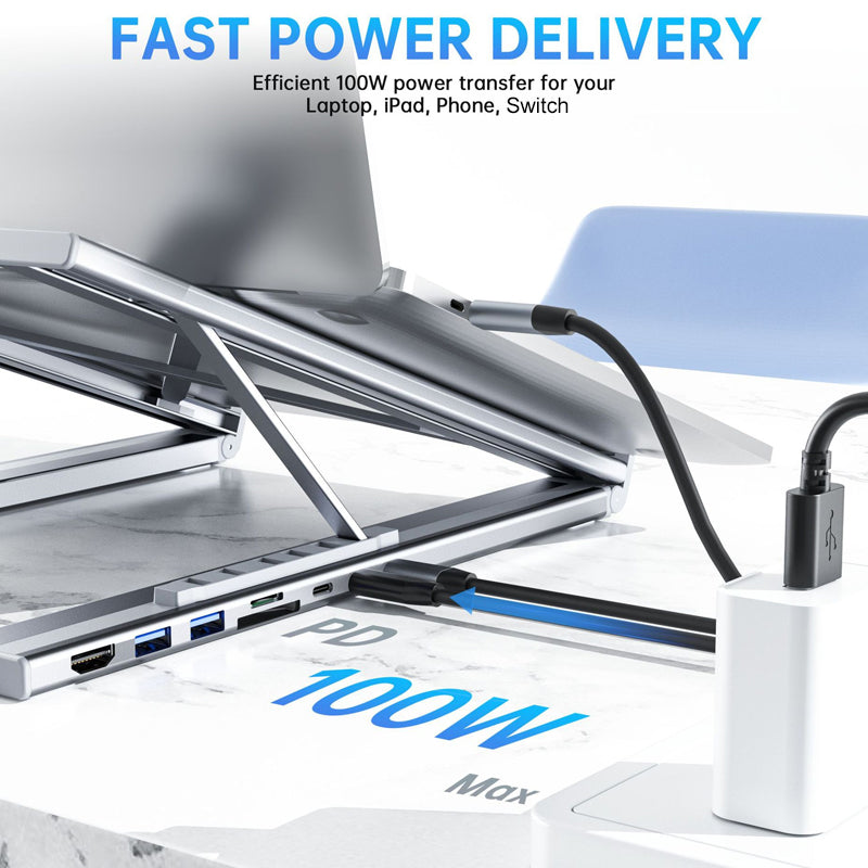 VoltEdge™ Hub Stand — Power Your Focus with Effortless Comfort and Lightning-Speed Connectivity