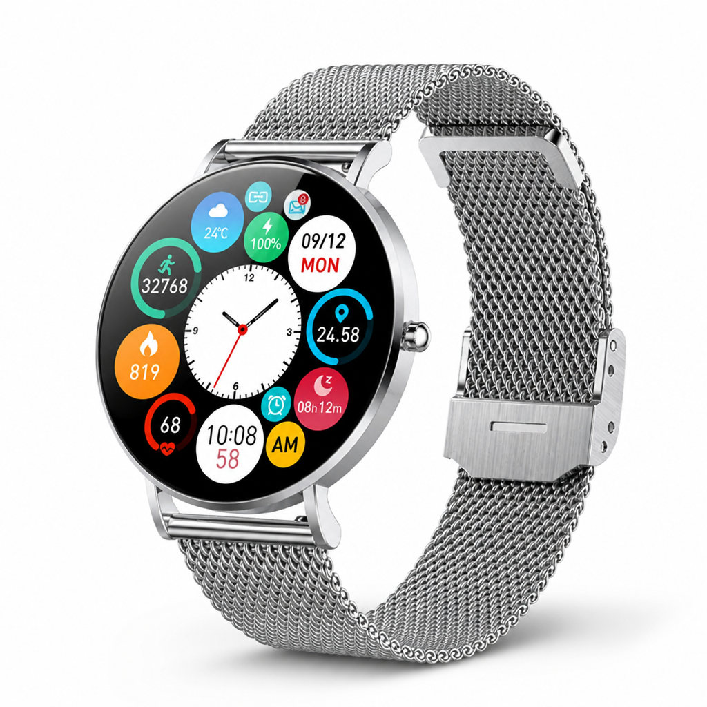 Health-Tracking Slim Metal Smartwatch (5-7 Day Battery)