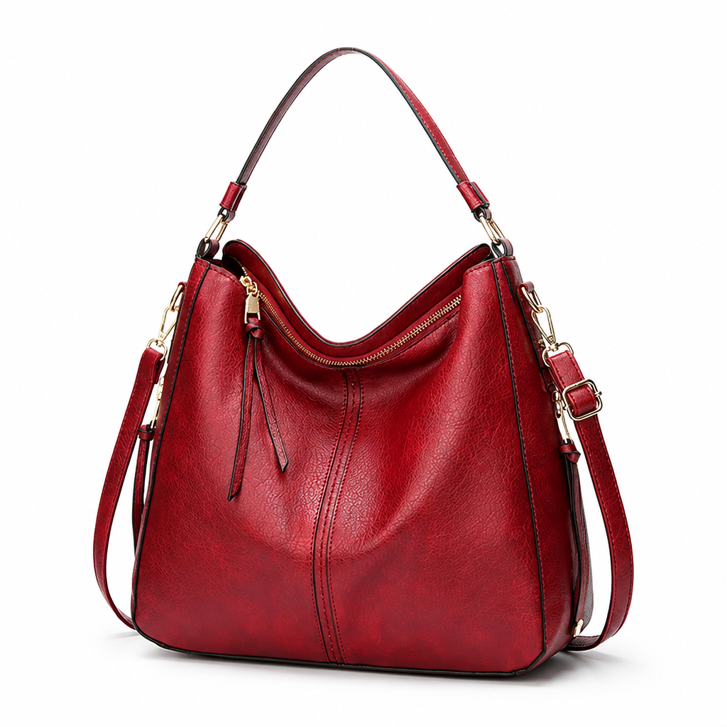 Genuine Leather Gold Hardware Hobo Shoulder Bag