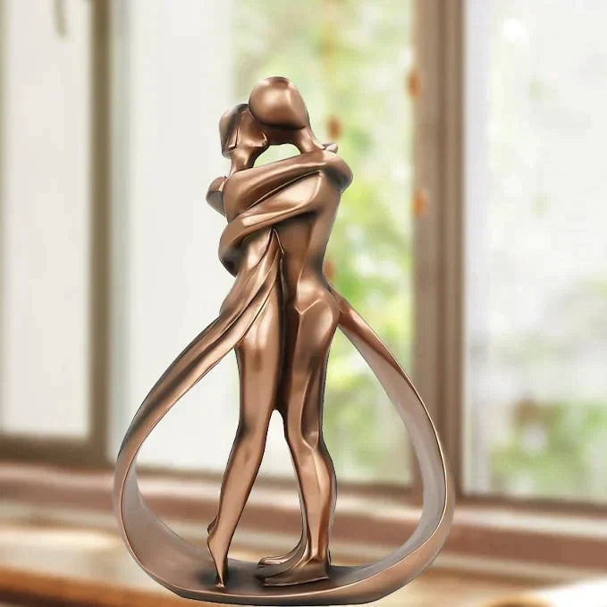 Timeless Design Bronze-Toned Decorative Sculpture featuring Two Figures