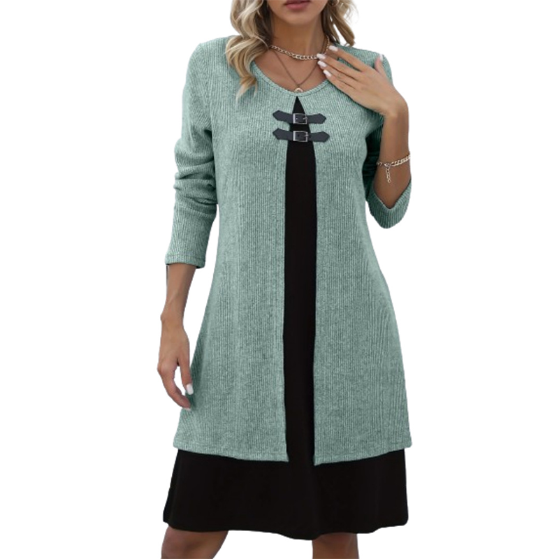 A-line Dress for Women Featuring Faux Leather Straps
