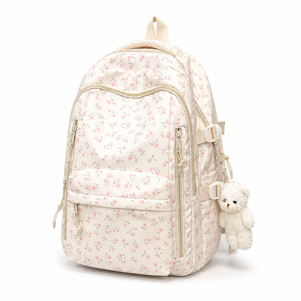 Floral Print Multi-Compartment Backpack