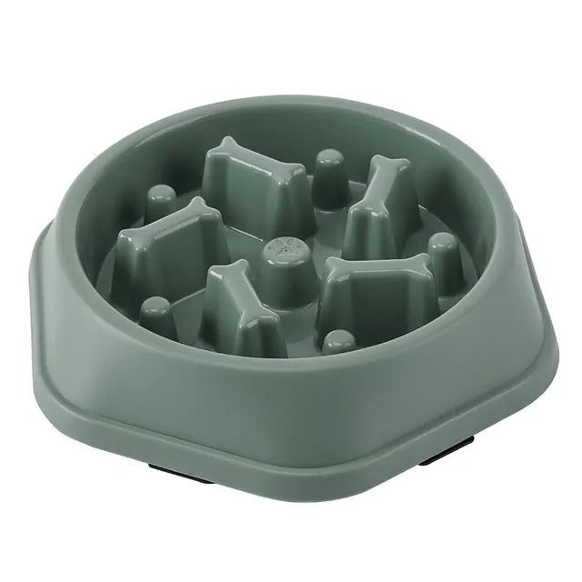 Bowl with Elevated Grooves to Prevent Gulping
