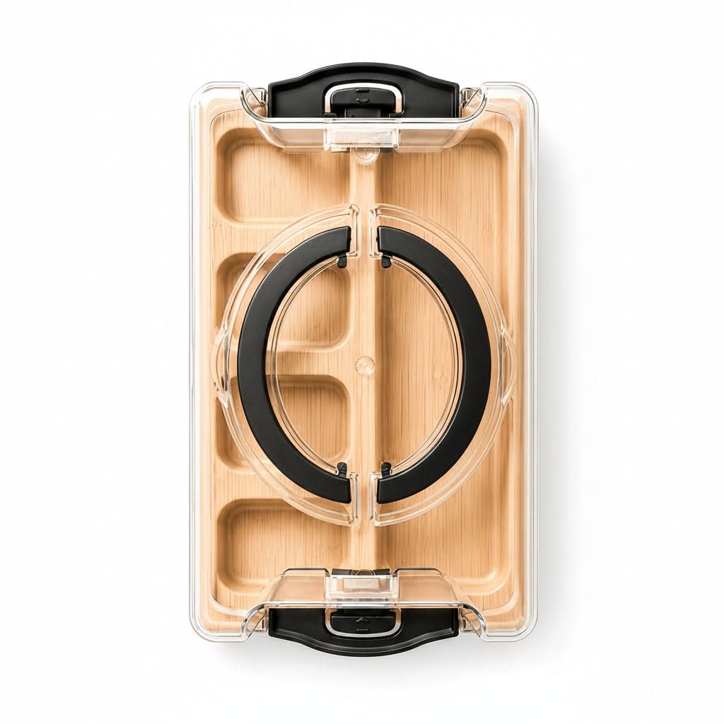 Bamboo Snack Tray with Lid – Divided Design for Serving and Storage