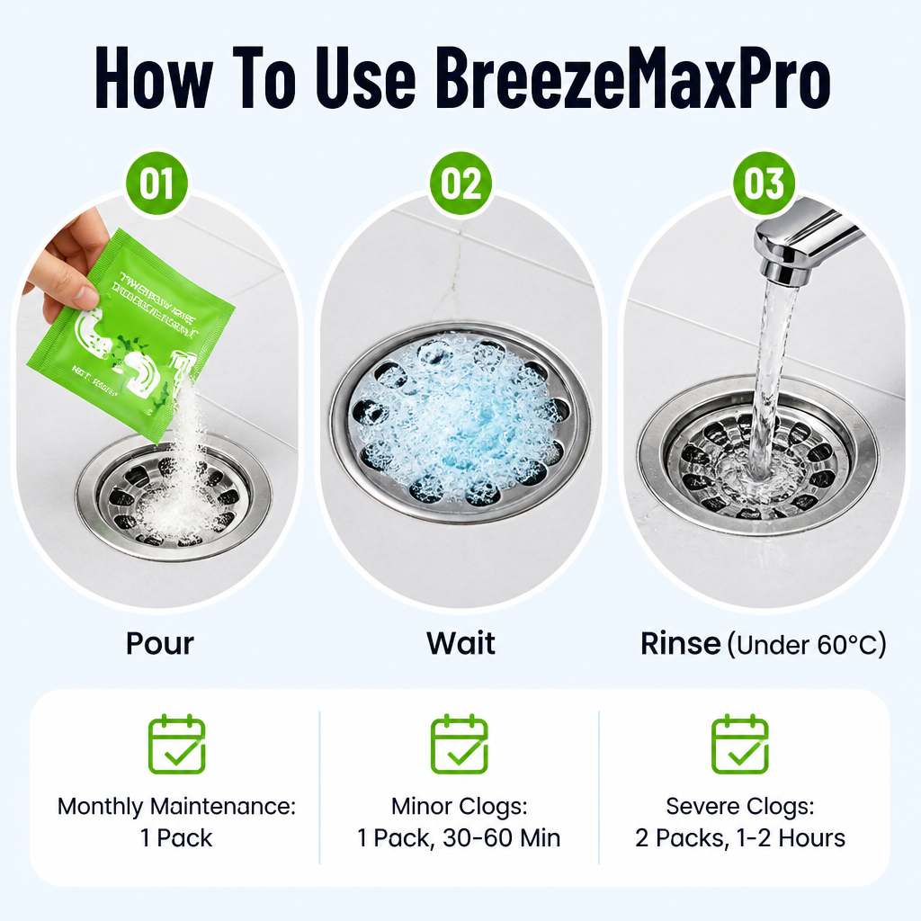 BreezeMaxPro™ — Break Down Tough Drain Clogs and Eliminate Foul Odors