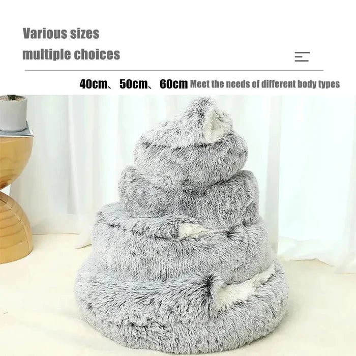 Non-Slip Bottom Round Dog Bed in Plush Fabric