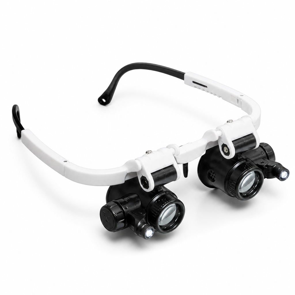 Built-In LED Hands-Free Magnifying Glasses (8x, 15x, 23x)