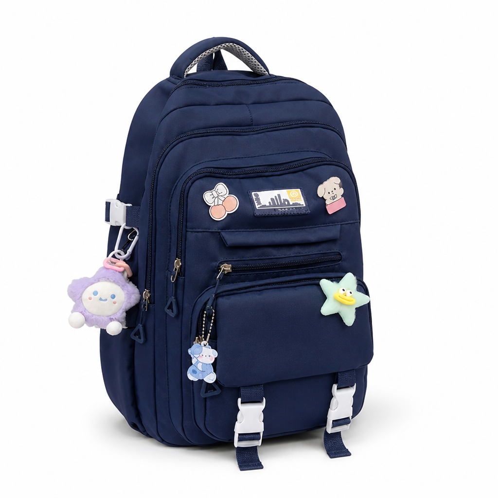 Large-Capacity Student Backpack With Pendant