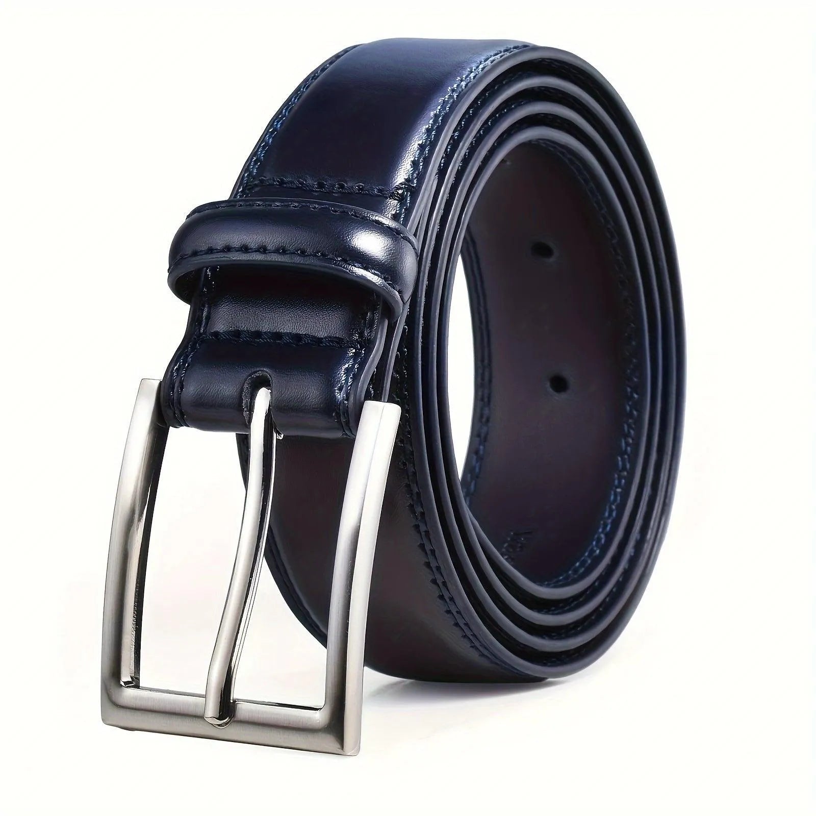 Classic Prong Buckle Leather Belt in High-Quality Material