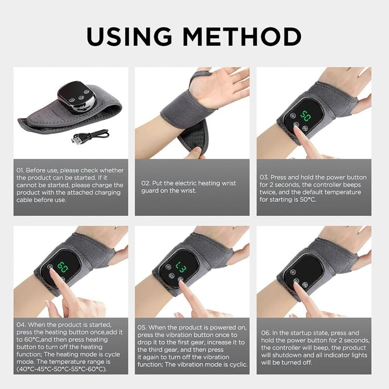 Rechargeable Heat and Vibration Wrist Massage Wrap
