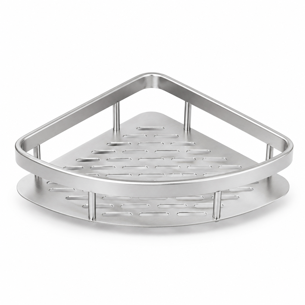 Drill-Free Self-Adhesive Stainless Steel Bathroom Shelf