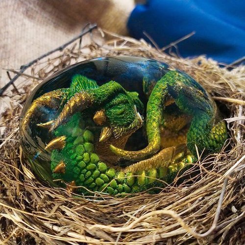 Crystal Dragon Egg with Intricate Dragon Figurine Inside