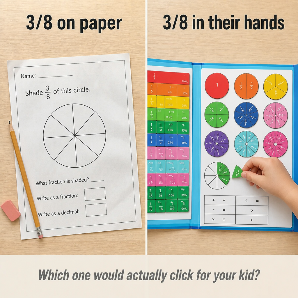 FractionSense™ — Let Fractions Finally Click Using Magnetic Pieces Kids Truly Handle