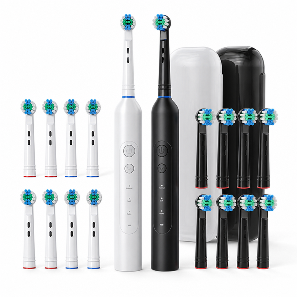 Rechargeable IPX7 Waterproof Electric Toothbrush (16 Replacement Heads)