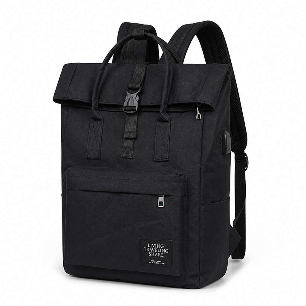 Water-Resistant Padded 15-Inch Laptop Backpack (USB Port)