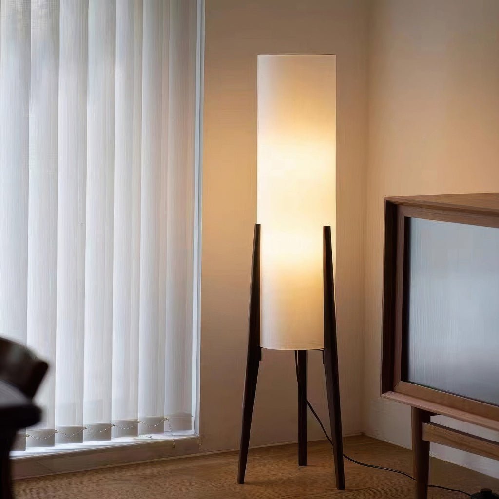 Scandinavian Style Floor Lamp with Adjustable LED and Walnut Base