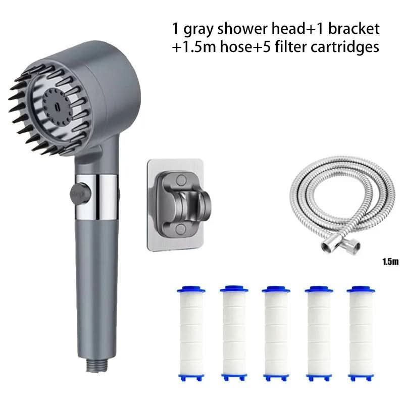 High-Pressure Shower Head with 3 Settings – Filtered Water System