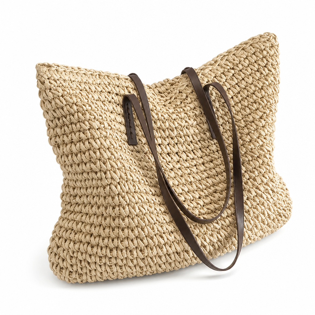 Spacious Woven Tote Bag (Magnetic Closure)