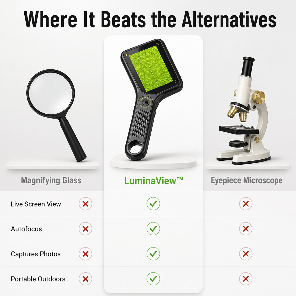 LuminaView™ — Reveal to Curious Kids the 500x Universe Concealed Within Every Leaf and Bug